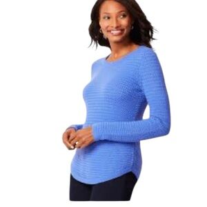 Talbots BASKETWEAVE SWEATER Lambswool Blend Vibrant lavender Blue Knit Sweater